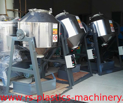 China Stainless steel 100kg/h rotary color mixer factory for plastic powder,granule, mastbatch etc Best price